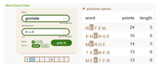 word chums cheat using patterns
