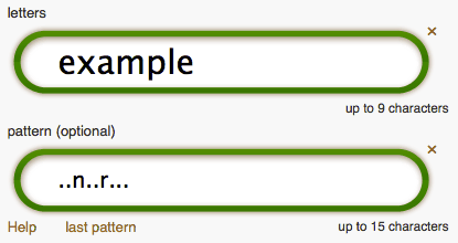 letters in pattern field