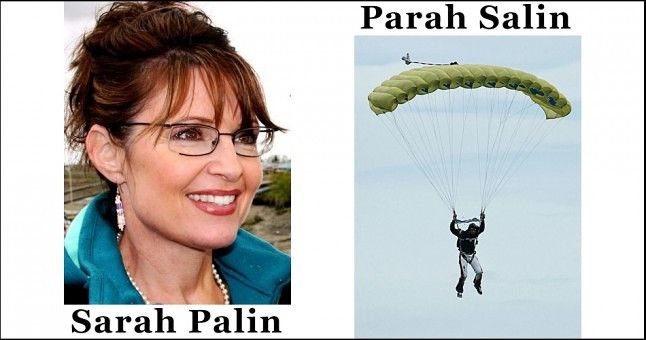 Spoonerism "Sarah Palin - Parah Salin"