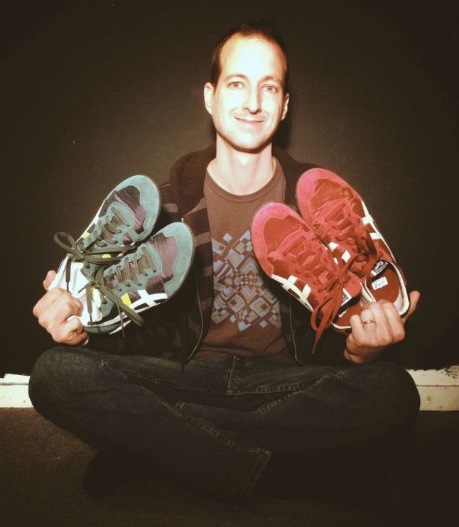 Jeff Kelley with his sneakers Jeff Kelley with his sneakers