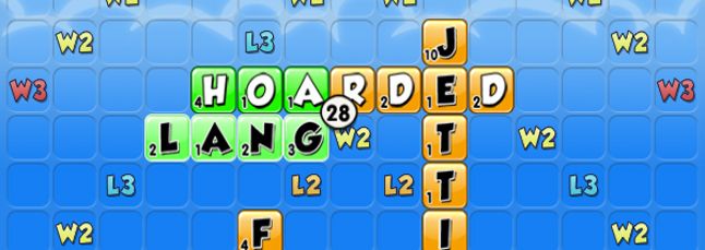 In this example the word LANG is used as a wall parallel to the word HOARDED.