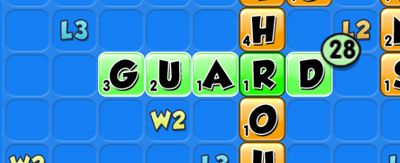 In a Word Chums game the green color shows you immediately if a word is valid or not.