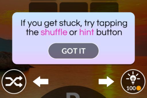 Wordscapes Shuffle Hint Button