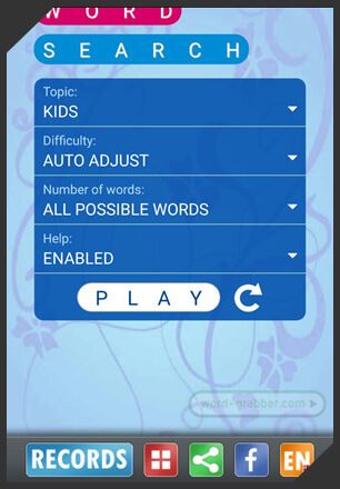 Word Search App Menue