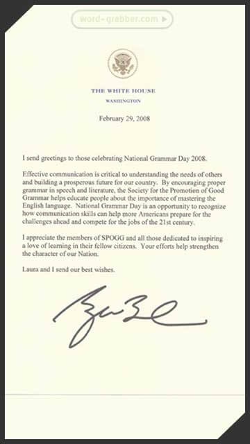 letter from president bush